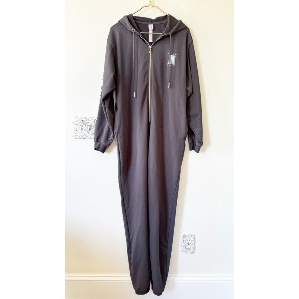 Savage X Fenty Gray Forever Showgirl Hooded One piece Jumpsuit Lounge Pajamas L - Picture 5 of 13